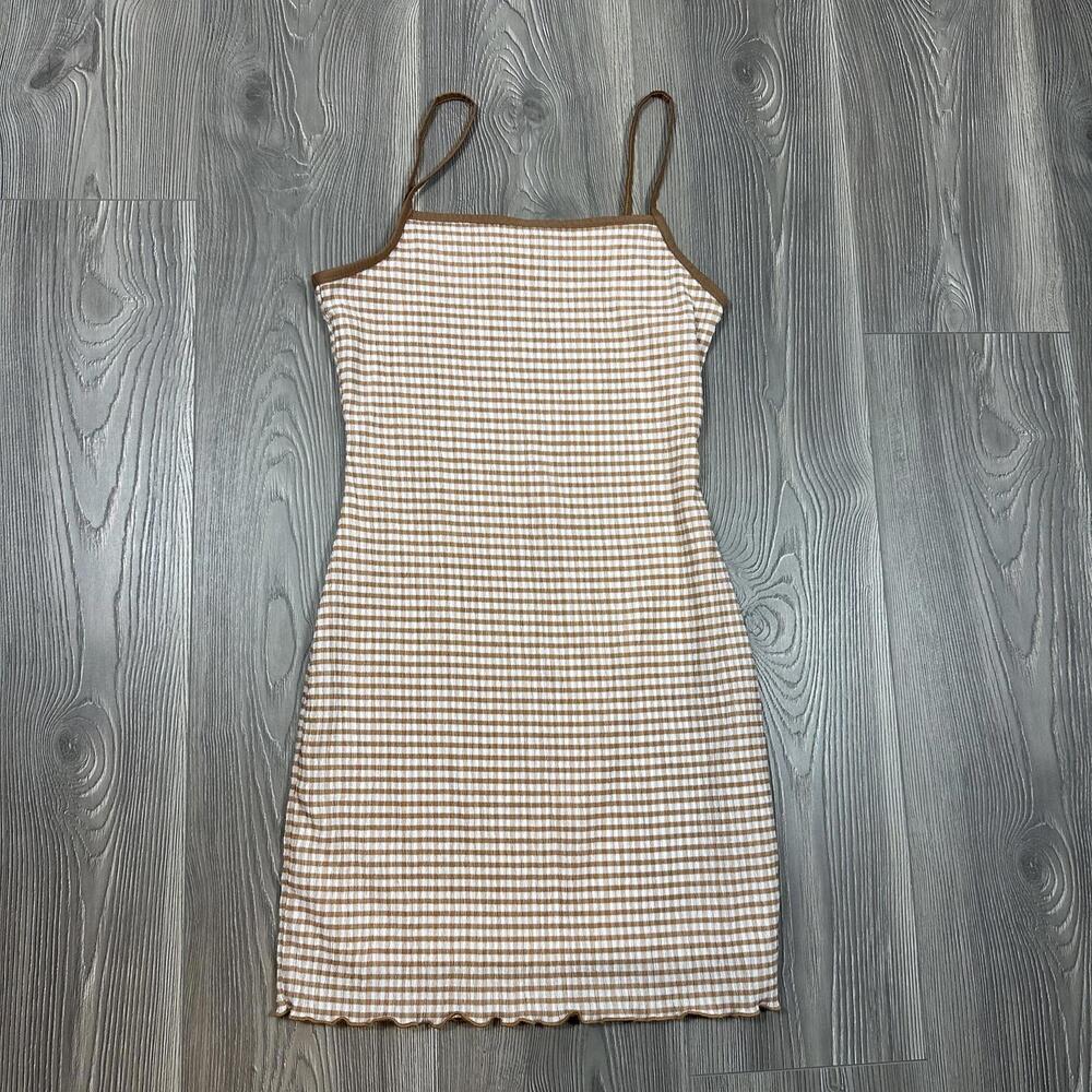 SO Brown & White Gingham Bodycon Mini Dress - Womens Small‎